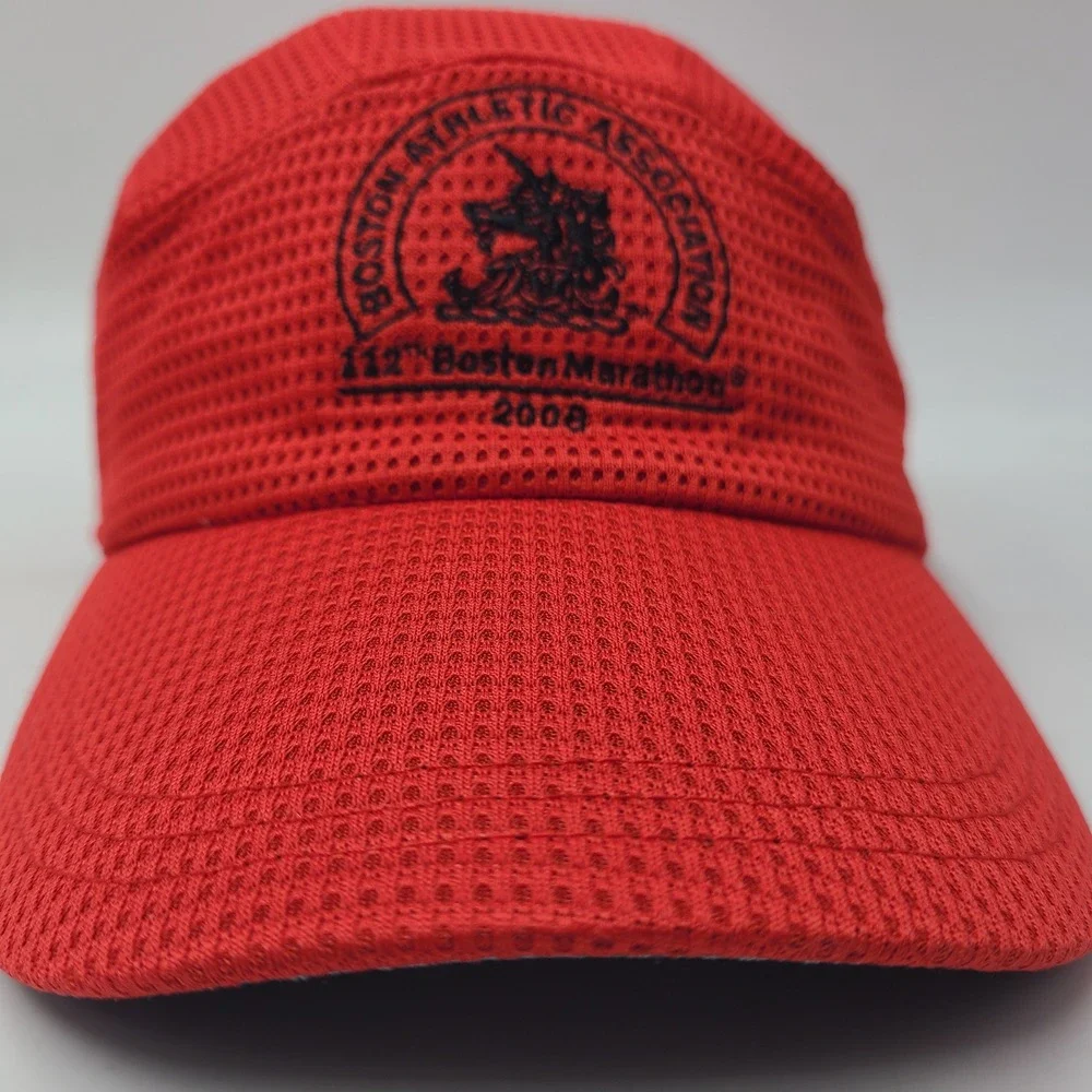 Vintage Boston Marathon Hat Adjustable Adidas Red Panel Mesh 2008 Running Men